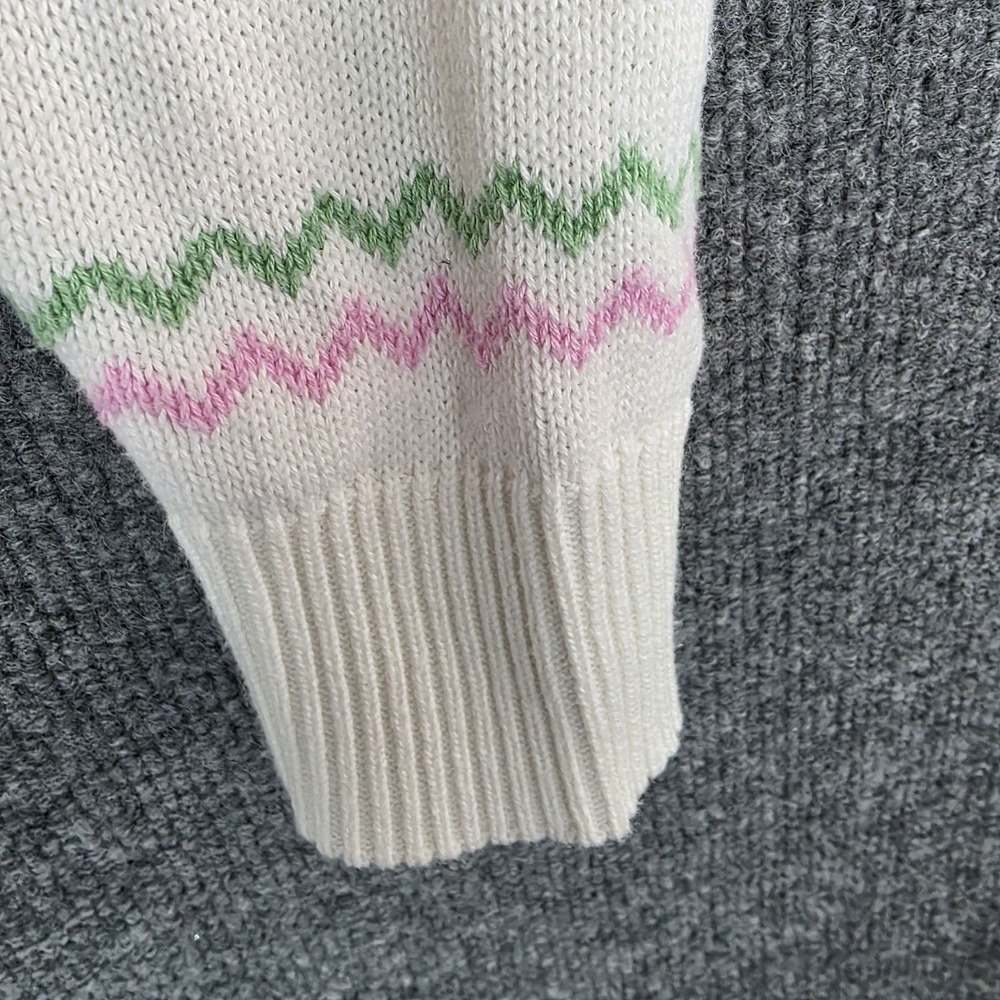 27 Miles Malibu Intarsia Palm Tree Cardigan Sweater XS Ivory Pink Revolve Beachy - Picture 5 of 8